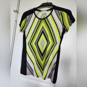 Michael Kors Graphic Yellow and Black Short Sleeve Tee